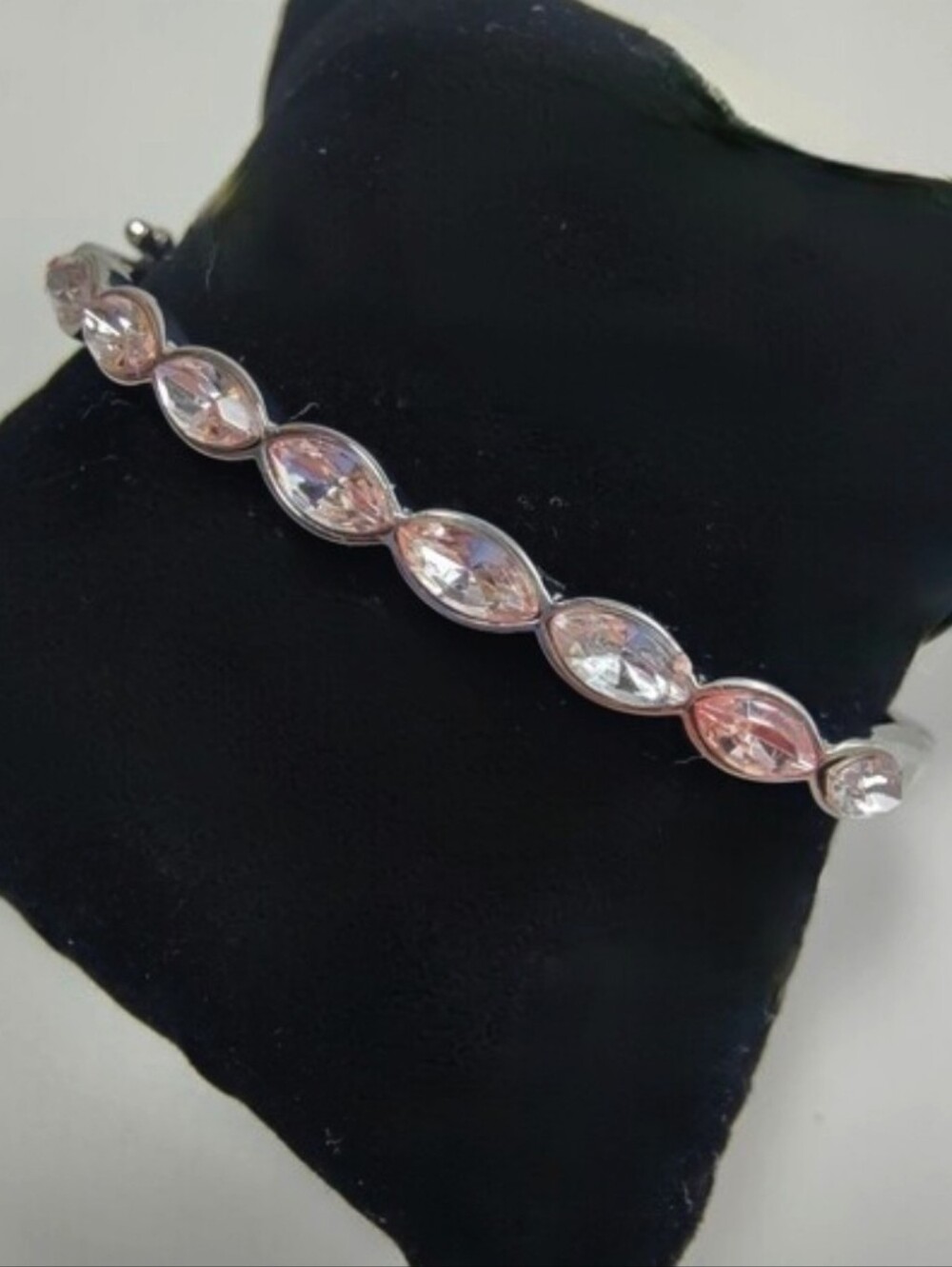 Simply Vera Vera Wang Pink & Clear Marquise Rhinestone Hinged Bangle Bracelet